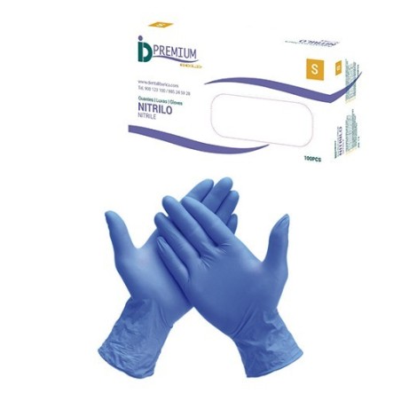 GANTS NITRILE SANS POUDRE BLEUES 100 unites