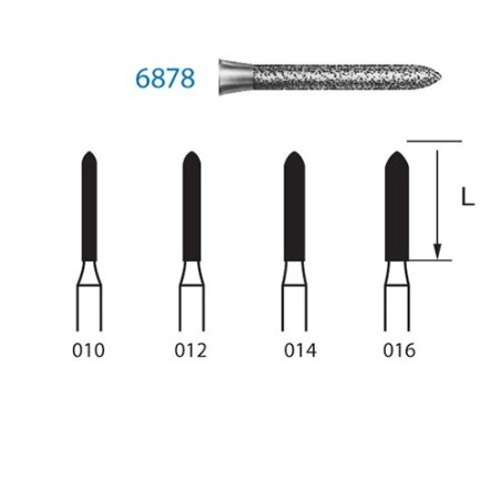 FRAISES DIAMANT TURBINE TORPILLE GRAIN EPAIS 6878 5 Unites