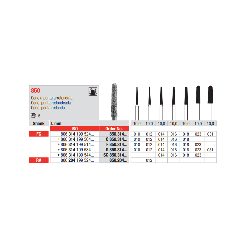 FRAISE DIAMANT SG850-314 5 unites