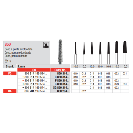 FRAISE DIAMANT SG850-314 5 unites