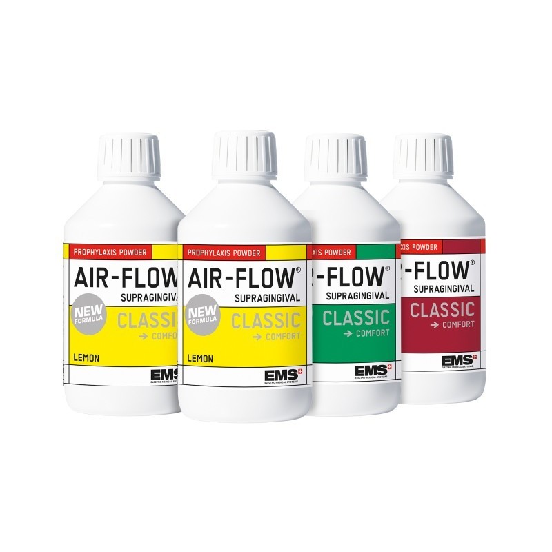 AIR FLOW TUTTI-FRUTTI 4 x 300 g. (Menta, Cereza, 2 Limón) BICARBONATE EMS