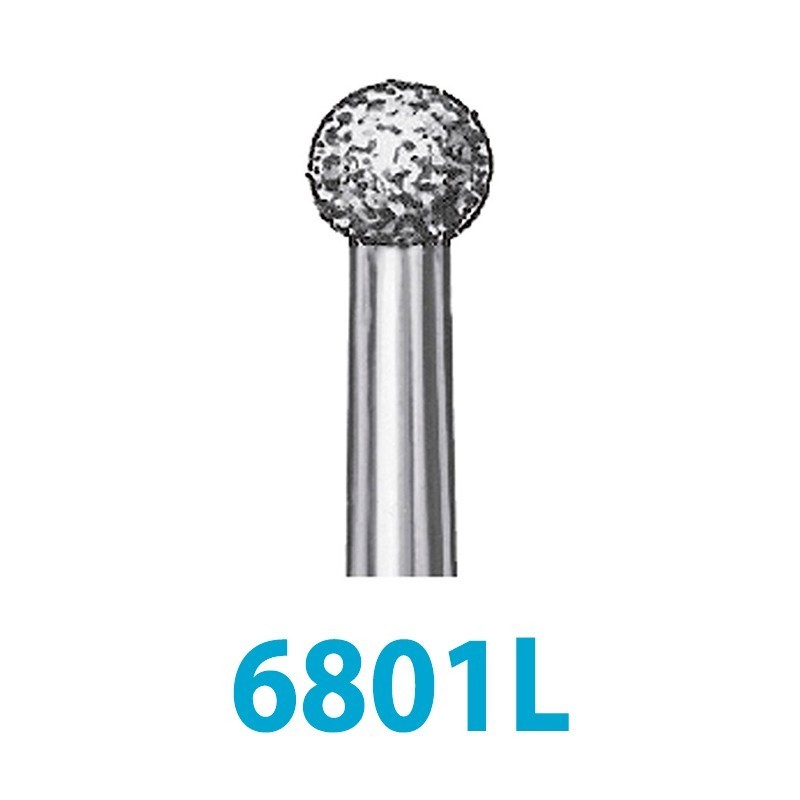 Fraises Diamant Turbine Grain Epais 6801L-016 Rond Col Long 5 Unites