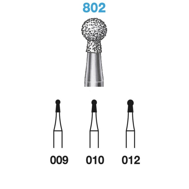 Fraises Diamant Turbine Grain Moyen 802 (009-012) Rond Col Couvert 5 Unites