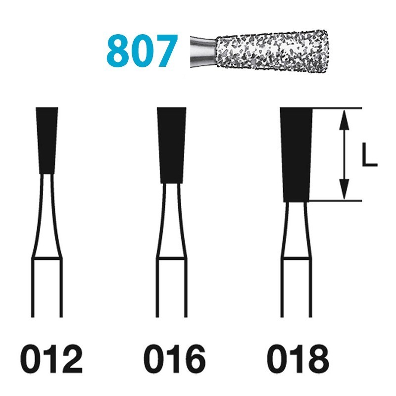 Fraises Diamant Turbine Grain Moyen 807 (010-012) Cone Inverse Long 5 Unites