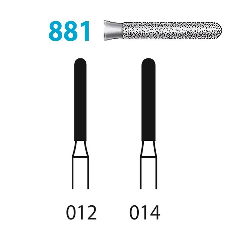 Fraises Diamant Turbine Grain Epais 881 (012-014) Parallele Biseautee Rond 5 Unites