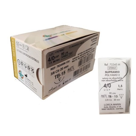 SUTURE SUPRAMID NOIR TB15 3/8 12 unites